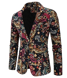 economico -Per uomo Giacca Blazer Ricevimento di matrimonio Abito da cocktail Antivento Caldo Stampato Primavera Autunno Stampa Casual Abito da cocktail Regolare Vestibilità regolare Arcobaleno Giacca