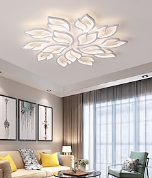 זול -מנורת תקרה מודרנית אקרילית 27.3 אינץ '65w led פרח עלה מייפל עיצוב מתכוונן נברשת ענף אור מותקנת מותקנת מנורת נברשת מתאימה לחדר שינה ומסעדה לסלון