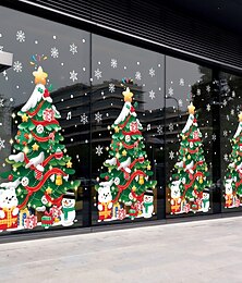 abordables -Double face décoration de noël autocollants de noël centre commercial verre fenêtre décoration autocollants christma arbre électrostatique autocollant bonne année