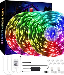cheap -98.4ft 30M SMD5050 LED Strip Light RGB Color Changing for Living Room Party Décor Bedroom Kitchen DIY Home Decoration 8 Lighting Modes Adhesive Backing
