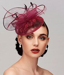 economico -Piume/fascinatori a rete kentucky derby cappello/copricapo con piume/berretto/fiore 1 pezzo matrimonio/corsa di cavalli/copricapo per il giorno delle donne