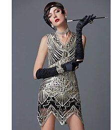 cheap -The Great Gatsby Charleston Roaring 20s 1920s  Sequin Flapper Dress Cocktail Dress Mini Dress Sleeveless Women's Vintage Cosplay Costume Party Homecoming Prom