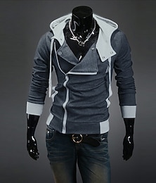 preiswerte -Herren Frühling Herbst Solide / einfarbig Aktiv Cool Mit Kapuze Mittel Standard Schlank Schwarz Weiß Rot Blau Dunkelgrau Jacken