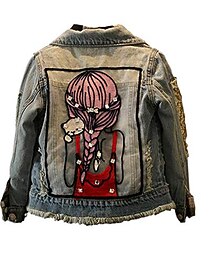 billiga -Barn Flickor Jakke Blå Tecknat Grafisk Ledig Höst Vår Mode 2-12 år / Denim / Bomull
