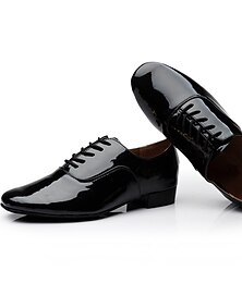 cheap -Men's Latin Shoes Ballroom Dance Shoes Practice Trainning Dance Shoes Line Dance Performance Training Practice Lace Up Sneaker Low Heel Lace-up Adults' Black White