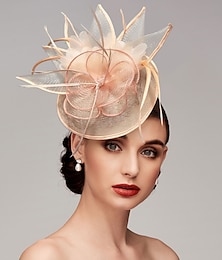 billiga -fjädrar nät fascinators kentucky derby hattar huvudstycke med fjädermössa blomma 1 st bröllop hästkapplöpning damer dag melbourne kopp headpiece