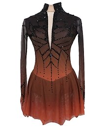 halpa -Taitoluistelupuku Naisten Tyttöjen Luistimet Hameet Asut Musta / punainen Musta / Vihreä Musta / Sininen Tilkkutäkki Epäsymmetrinen helma Silmukka Spandex Erittäin elastinen Kilpailu Luisteluasu