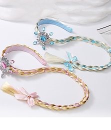 billige -farget hårforlengelse for jenter 50cm barnekrone frozen parykk flette prinsesse hårbånd dronning aisha hodeplagg jenter aisha pannebånd hårtilbehør