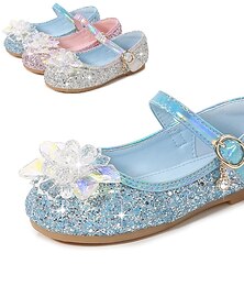 cheap -Girls' Flats Princess Shoes Leather PU Portable Walking Wedding Dress Shoes Little Kids(4-7ys) Big Kids(7years +) Daily Party & Evening Walking Shoes Rhinestone Bowknot