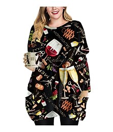 cheap -Mrs.Claus Christmas Candy Cane Ugly Christmas Sweater / Sweatshirt Hoodie Pullover Women's Special Christmas Christmas Carnival Masquerade Adults' Party Christmas Vacation Polyester Top