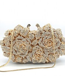 cheap -Women's Evening Bag Clutch Clutch Bags Alloy Party Party / Evening Bridal Shower Crystals Chain Rhinestone Flower Silver Gold