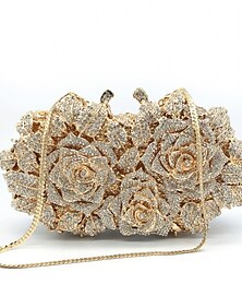 economico -Per donna Evening Bag Pochette Lega Feste Festa / Serata Addio al nubilato Dettagli con cristalli Catenina Strass Fiore decorativo Argento Oro