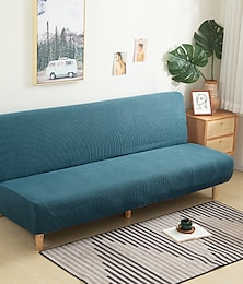 abordables -Estiramiento futón sofá cubierta verde funda elástica sofá blanco gris liso sofá sin brazos protector de muebles sólido suave duradero lavable