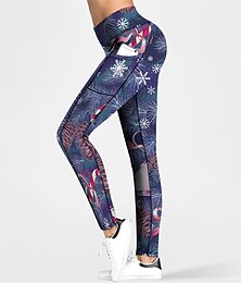 levne -Dámské Kalhoty na jógu Boční kapsy Butt Lift Zaštíhlující Vysoký pas Cvičení v tělocvičně Běh Zdatnost Oříznuté legíny Vánoce veselé Vánoce Tmavě námořnická Podzim Sportovní Sportovní oděvy Vysok