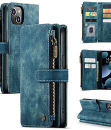 cheap -Phone Case For Apple iPhone 14 Pro Max Plus 13 12 11 Mini X XR XS 8 7 Full Body Case Wallet Case with Stand Zipper Shockproof Retro Solid Colored PU Leather