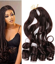 cheap -Loose Wavy Braiding Hair 6 Pack French Curles Crochet braid hair 75g/pack Synthetic Hair Extensions Pre Stretched Bouncy Braiding Hair For Black Women 22inch 6packs