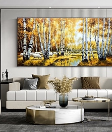levne -ruční olejomalba plátno nástěnná umělecká dekorace abstraktní krajinomalba podzim březový les pro domácí dekoraci válcovaný bezrámový nenatažený obraz