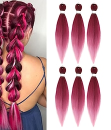 economico -estensioni dei capelli trecce ombre colorate pre-allungate 26 pollici 6 confezioni trecce sintetiche all'uncinetto impostazione acqua calda e facile da intrecciare 26 pollici 6 confezioni