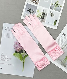 cheap -Satin Wrist Length Glove Cute With Bowknot / Trim Wedding / Party Glove
