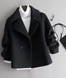 ieftine -Pentru femei Palton În aer liber Stradă Zilnic Toamnă Iarnă Scurt Palton Fit regulat Cald Respirabil Jachete Manșon Lung Culoare solidă Negru Bej
