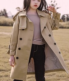 economico -Bambino Da ragazza Impermeabile Cappotto Manica lunga Cachi Liscio Lacci Autunno Primavera Adorabile Scuola 4-12 anni / stile sveglio