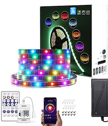 ieftine -culoare de vis adresabilă rgbic wifi bluetooth bandă luminoasă led 5~10m 16.4~32.8ft rezistent la apă 5050smd lucru cu asistentul alexa google