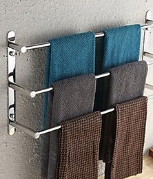 economico -portasciugamani in acciaio inox a 3 piani portasciugamani da parete a specchio argentato lucido 60/70cm