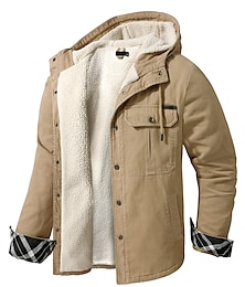 economico -sherpa da uomo foderato in pile camicia con cappuccio giacca giacca imbottita cappotto lavoro flanella giacca camicia button down inverno esterno termico caldo antivento tuta sportiva leggera parka caccia sci snowboard pesca