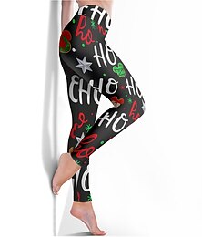 ieftine -Pentru femei Pantaloni de yoga Lift Fesier Controlul abdomenului Talie Înaltă Gimnastică antrenament Alergat Fitness Jambiere decupate Crăciun Craciun Fericit Negru Toamnă Sport Îmbrăcăminte de Sport