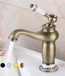 ieftine -robinet pentru chiuveta de baie, un singur mâner pipa standard din alamă cu o gaură, robinetul pentru chiuveta de baie din alamă de epocă conține apă caldă și rece