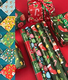 economico -10 pezzi 75x51 cm scatola regalo di natale carta da imballaggio matrimonio verde decorazione carta da regalo artware carta da imballaggio kraft carta origami di compleanno