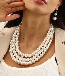cheap -Women's necklace Chic & Modern Party Pure Color Jewelry Sets / Imitation Pearl / White / Red / Purple / Fall