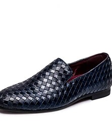 cheap -Men's Loafers & Slip-Ons Formal Shoes Plus Size Woven Shoes Comfort Shoes Casual Chinoiserie Office & Career Party & Evening Faux Leather Waterproof Non-slipping Wear Proof Loafer Black White Blue
