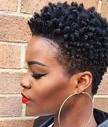 abordables -pelucas negras para mujer peluca sintética afro peluca rizada pelo sintético negro corto para mujer