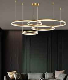 voordelige -60 cm cirkel ontwerp lijn ontwerp geometrische vormen hanglamp metaal gelaagd artistiek modern eenvoudige stijl geschilderd afwerkingen artistiek led 110-240 v