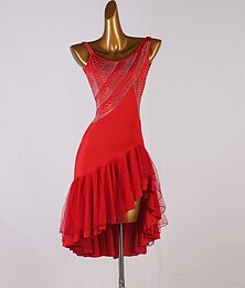 preiswerte -Latein-Tanz Kleid Kristalle / Strass Damen Leistung Ärmellos Spandex