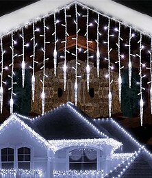 cheap -3.5M 5M Christmas Garland Curtain Lights 96LEDs 216LEDs Icicle Curtain Lights 220V Fairy String Lights Christmas New Year Garden Mall Indoor Outdoor Decoration EU Plug