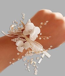 billiga -Bröllop handled blommor Handleds Corsage Bröllop Metall / Tyg Brudbuketter