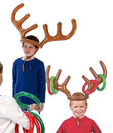 cheap -Christmas Game Inflatable Santa Funny Reindeer Antler Hat Ring Toss Christmas kids Gift New Year Christmas Outdoor Inflated toys
