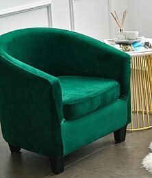 voordelige -Fluwelen clubstoel tonstoelhoes kuipstoelhoes met zitkussenhoes antislip meubelbeschermer bankhoes met elastische onderkant voor hotelbar, saliegroen