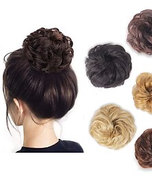 cheap -Wodemate 100% Human Hair Bun 1 PCS Messy Bun Hair Piece Extension Curly Natural Bun Hair Pieces for Women/Kids