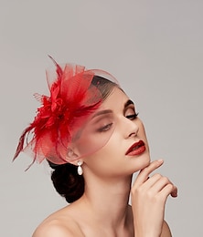 abordables -plumas / fascinadores netos sombrero kentucky derby / tocado con pluma / gorra / flor 1 pc boda / carrera de caballos / tocado del día de las damas