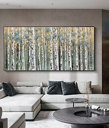 voordelige -olieverfschilderij handgemaakte handgeschilderde kunst aan de muur abstracte plant bloemen berken bos woondecoratie decor uitgerekt frame klaar om op te hangen