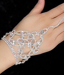 billiga -Dam Ringarmband Armband geometriska Löv Mode Bergkristall Armband Smycken Silver Till Jul Fest Bröllop Förlovning Festival / Försilvrad