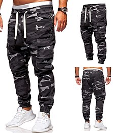 cheap -Men's Cargo Pants Cargo Trousers Sweatpants Joggers Trousers Drawstring Elastic Waist Multi Pocket Camouflage Sports & Outdoor Daily Casual Black