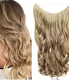 abordables -pas de clip pas de colle extension de cheveux halo invisible 24 pouces de long postiche synthétique résistant à la chaleur