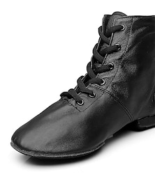 ieftine -Pentru femei Pantofi de jazz Sală Dans Pantofi Salsa Line Dance Performanță Cizme Talpă Despărțită Moale Toc Drept Dantelat Elastic Negru