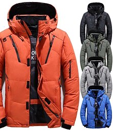 economico -Per uomo piumino Cappuccio staccabile Anatra Ufficio Da tutti i giorni Lungo Casual quotidiano Informale Antivento Inverno Colore puro Nero Blu Arancione Verde Piumino