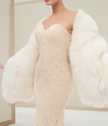 cheap -Shawl White Faux Fur Wraps Shawls Women‘s Wrap Shawls Luxurious Elegant Sleeveless Faux Fur Wedding Wraps With Pure Color For Wedding Fall & Winter