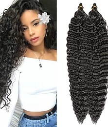 ieftine -Extensii de păr croșetat cu valuri de ocean, pachet de 6, 30 inchi, împletituri ondulate cu undă adâncă, păr #1b, extensii de păr sintetic croșetat, negru, natural, 30 inchi, 6 pachete